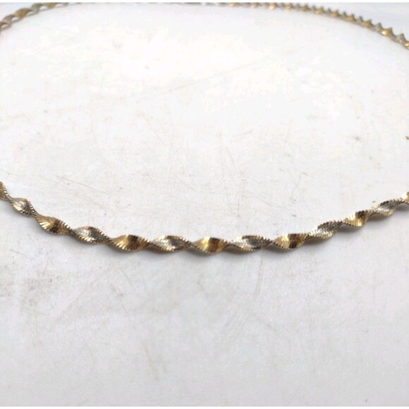 Twisted Rope 925 Sterling Silver & Gold Vermeil 18” Chain Necklace Italy 3mm 4g - Picture 6 of 9